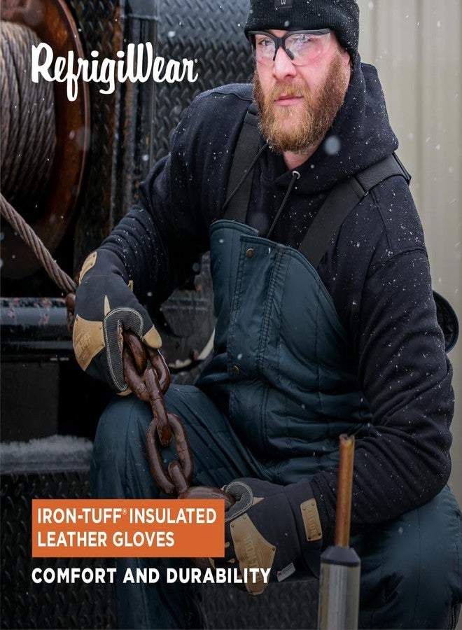 RefrigiWear Iron-Tuff Insulated Leather Work Gloves with Silicone Grip, Gold/Black - X-Large - Image 2